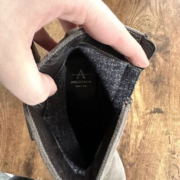 Aquatalia Vanie Weatherproof Suede Bootie Taupe with Matte Buckle 8.5 - Picture 7 of 10